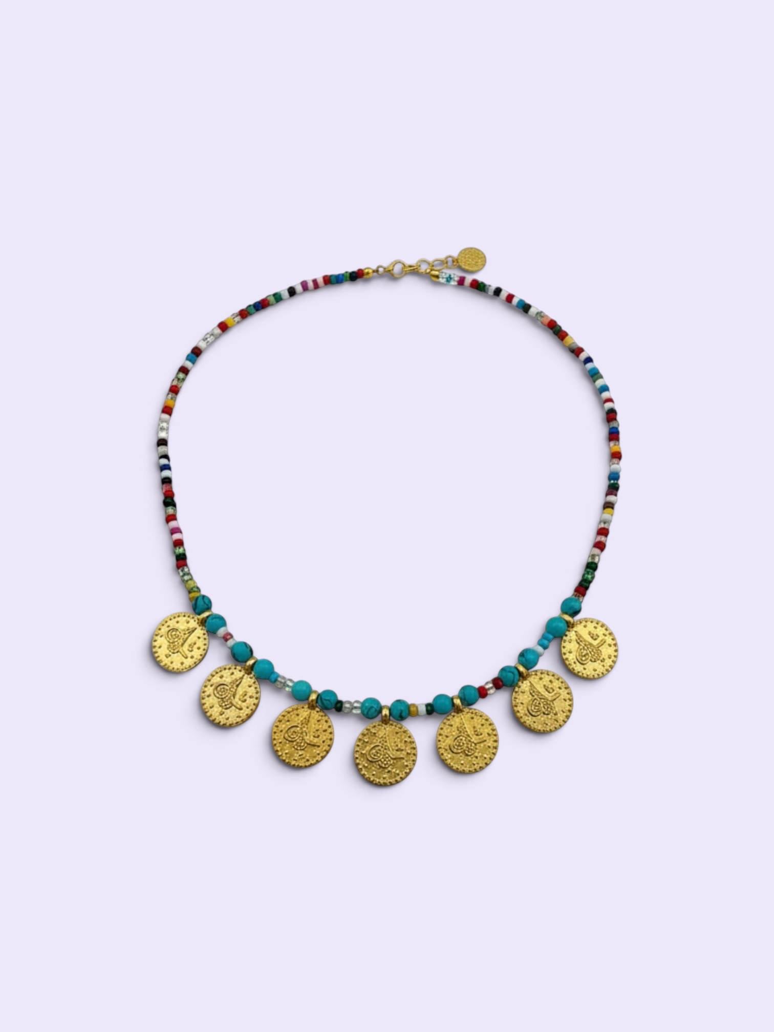 The 'Joni' Gold Coin Beaded Necklace