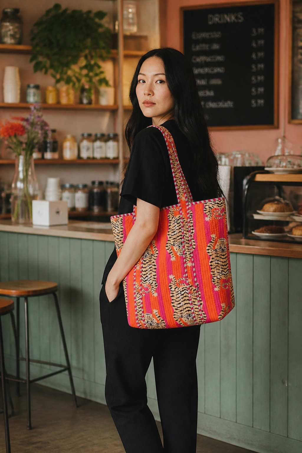 Quilted Tiger Print Everyday Tote Bag