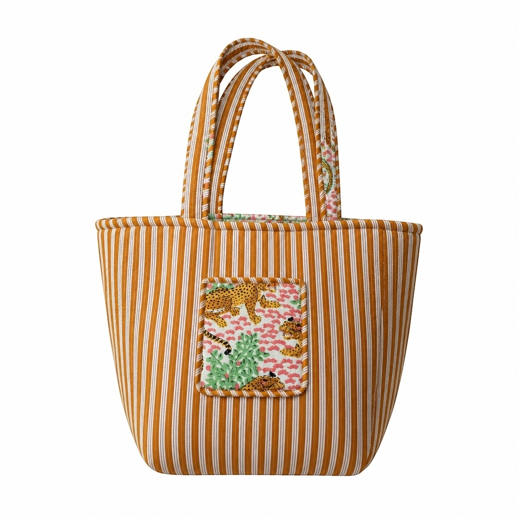 Quilted Patterned Everyday Tote Bag Cheetah