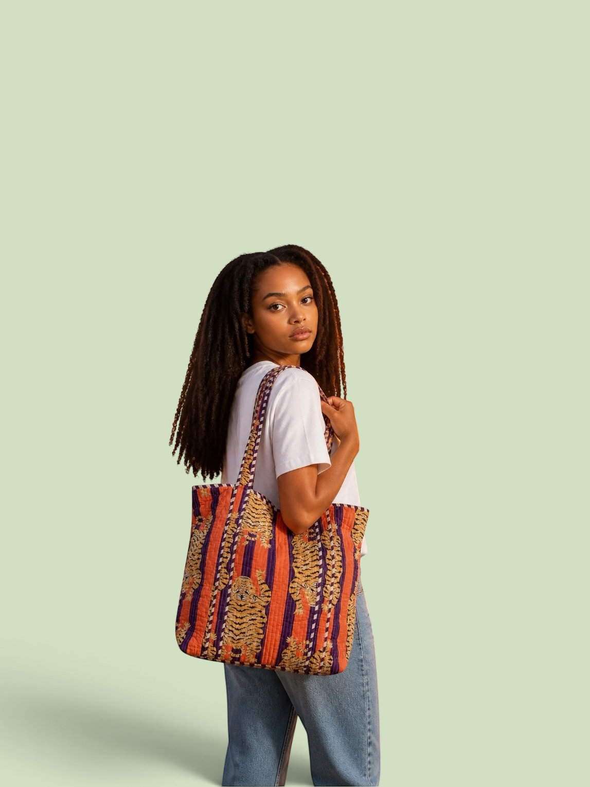 Quilted Tiger Print Everyday Tote Bag