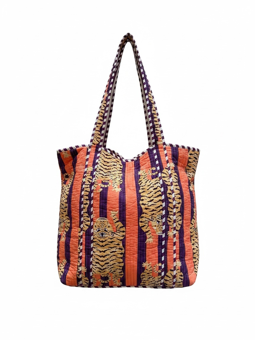 Quilted Tiger Print Everyday Tote Bag