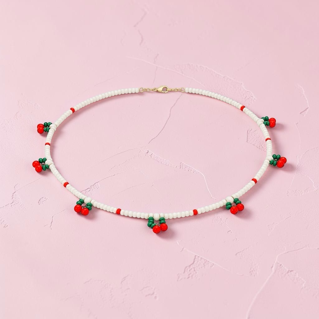The "Marnie" Cherry Beaded Necklace