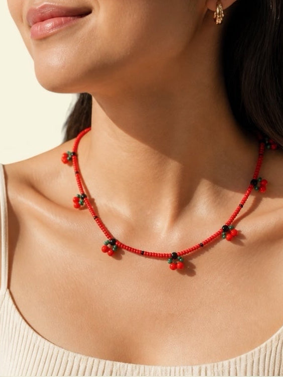 The "Marnie" Cherry Beaded Necklace