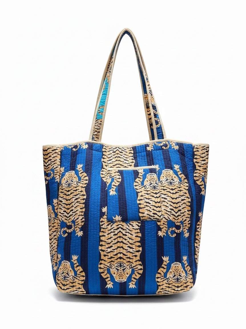 Quilted Tiger Print Everyday Tote Bag